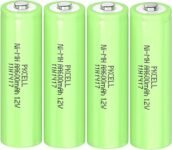 PKCELL Pilas AA Recargables NiMH 1.2V 600mAh, Precargadas(4 Unidades) | Baja Autodescarga,